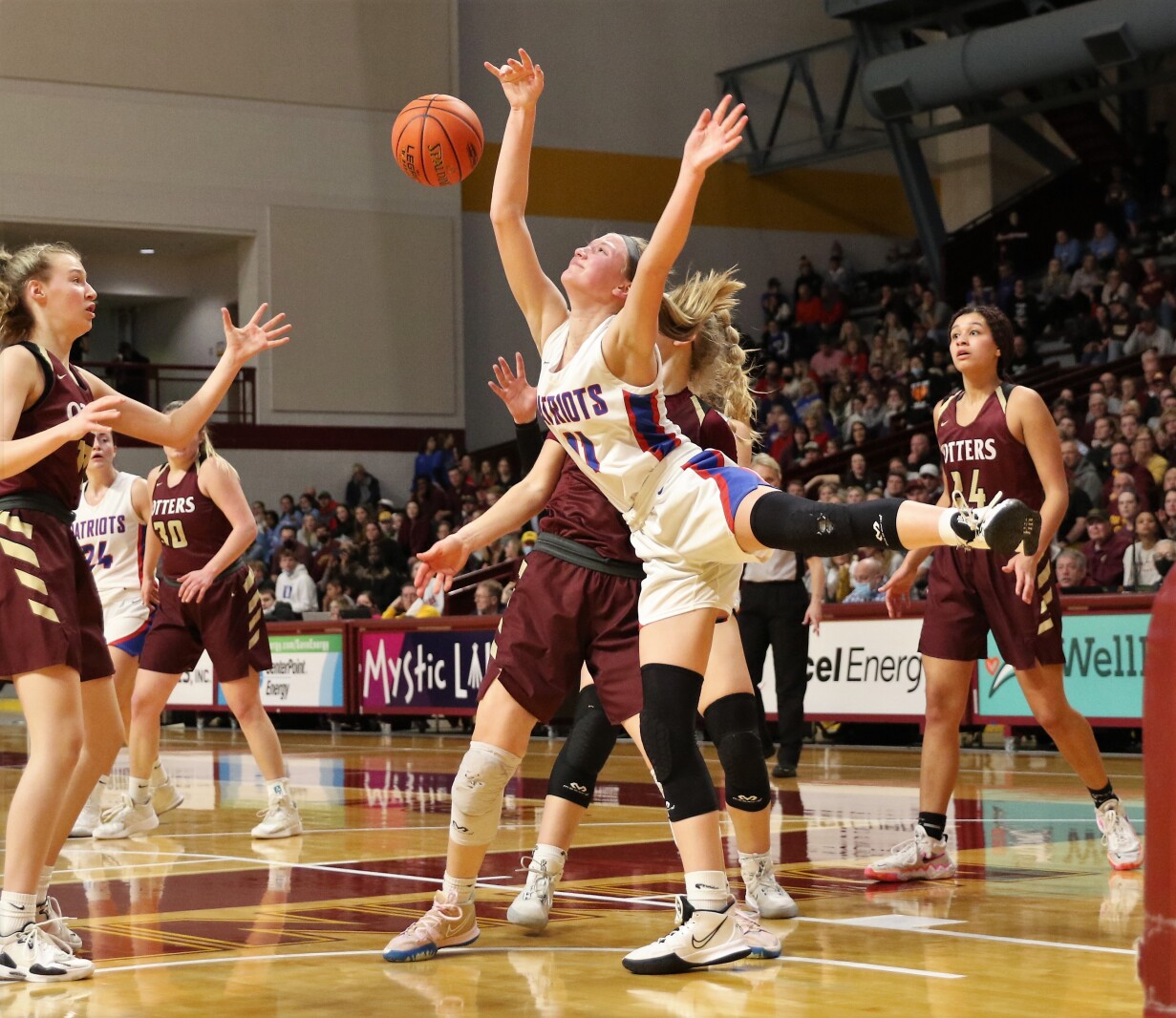 Pequot Lakes Patriots girls basketball during the 2022 Class 2A State Tournament.