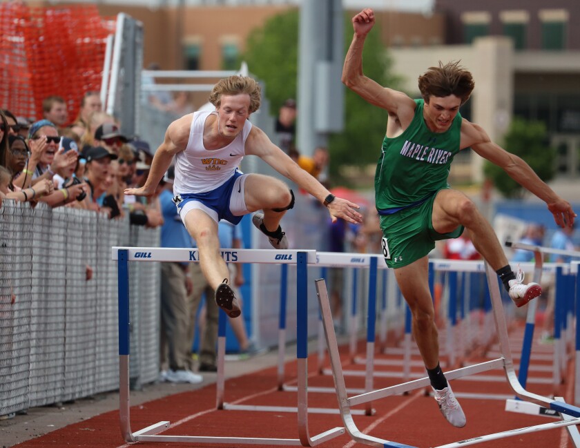 Wadena-Deer Creek's Brady Domier competes in the 110-meter hurdles during the Class 1A State Finals on Friday, June 10, 2022, at St. Michael-Albertville High School.