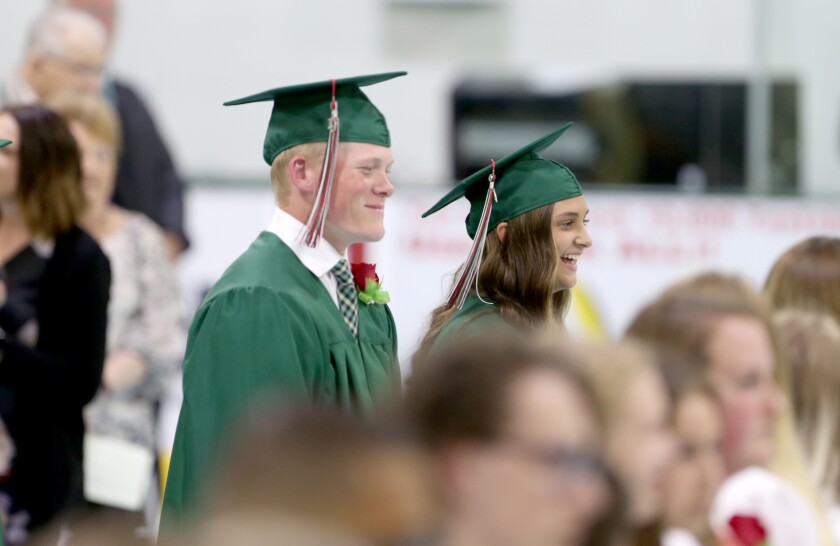Students at Sacred Heart, East Grand Forks Senior High celebrate