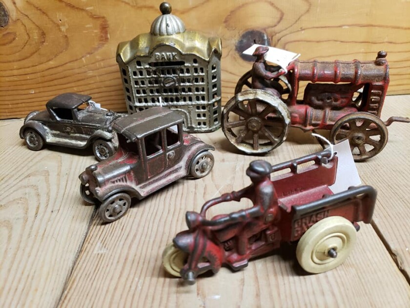 Cast Iron motorcycles and tractors at the Old River Valley Antique Mall, Stewartville.jpg