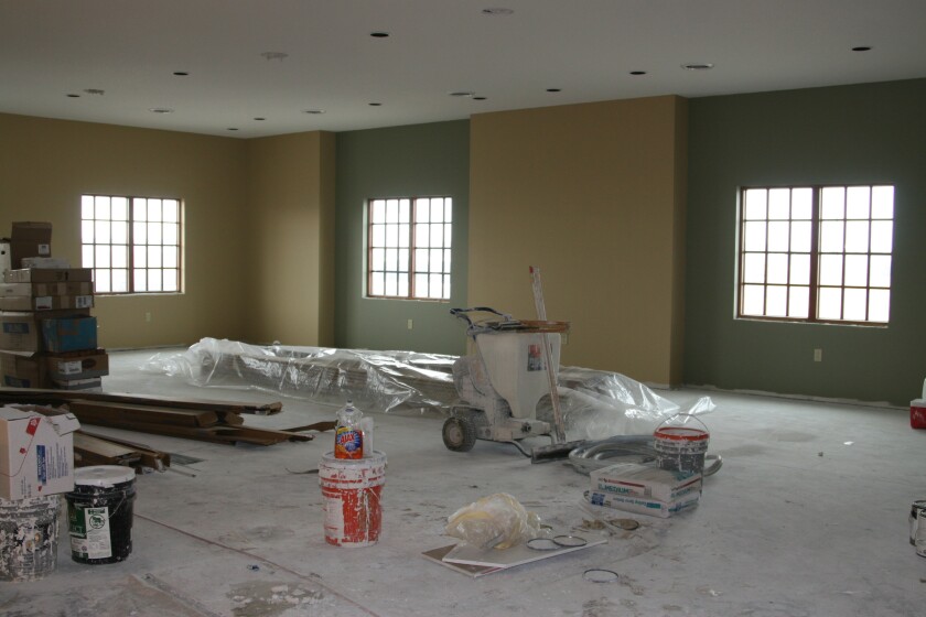 Among the amenities of the new larger Schoeneberger Funeral Home, will be a large fellowship space, which can double as a second chapel for an additional funeral service if needed. Off the fellowship space is a caterer’s kitchen so a lunch can also be served. Debbie Irmen/FOCUS