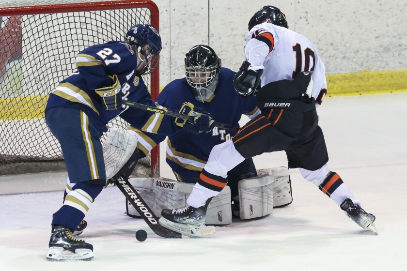 Hermantown boys hockey faces Grand Rapids at the IRA Civic Center.