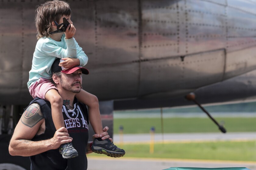 military aircraft on display at airshow