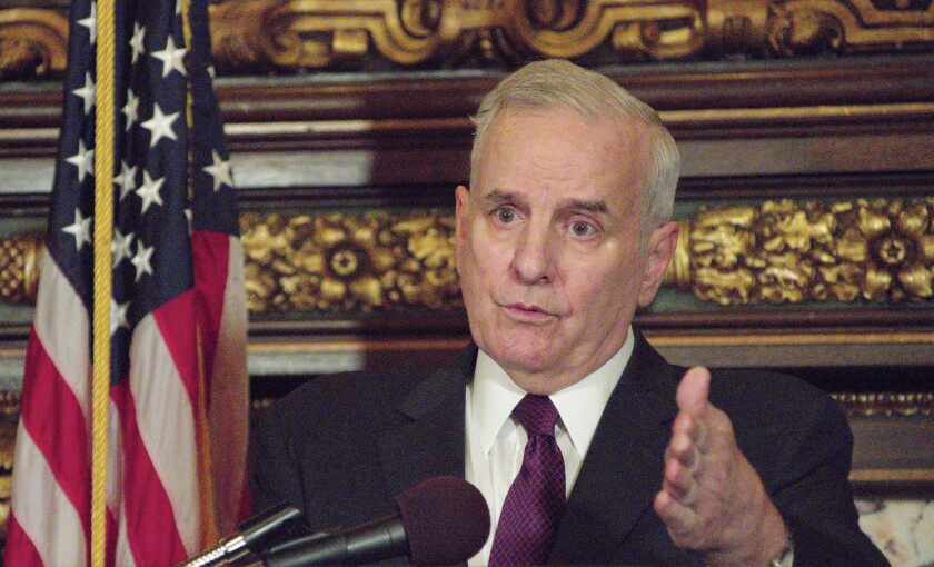 Minnesota Gov. Mark Dayton says on Wednesday, April 26,2017, that he remains committed to vetoing a bill that modifies or delays his buffer law. Don Davis / Forum News Service