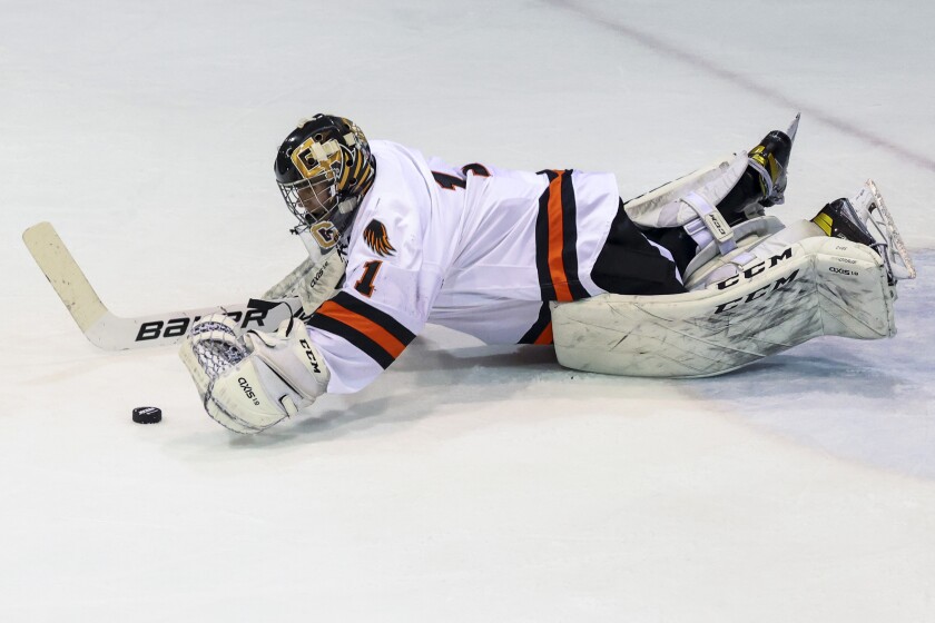 Hermantown boys hockey faces Grand Rapids at the IRA Civic Center.