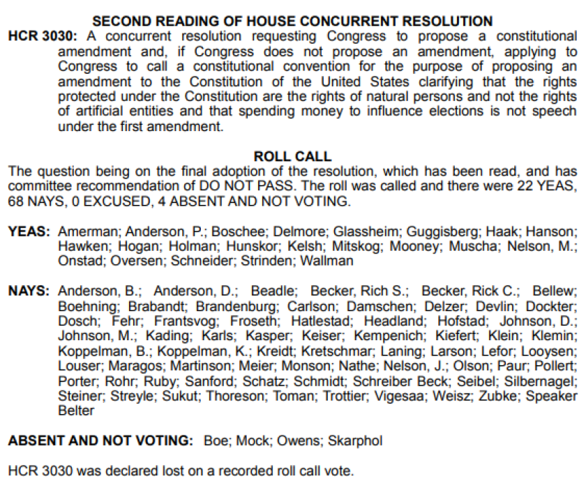 HCR 3030 from North Dakota's 2015 legislative session