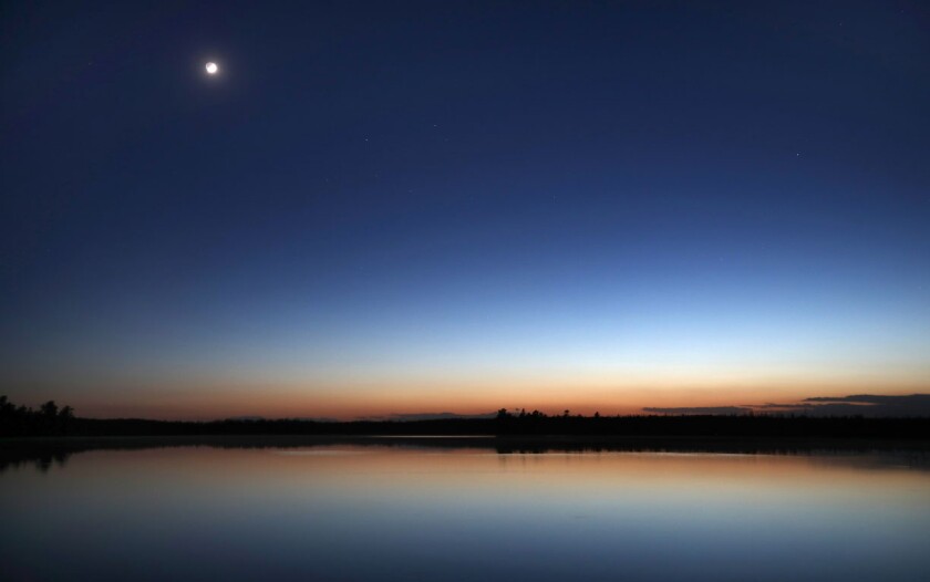 Twilight with crescent moon