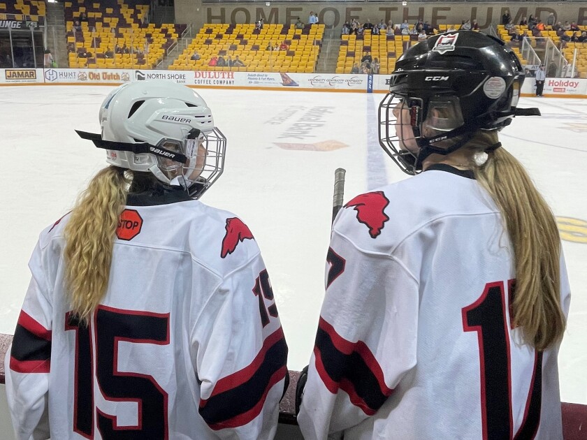Duluth Icebreakers play hockey against a team from Oslo, Norway.