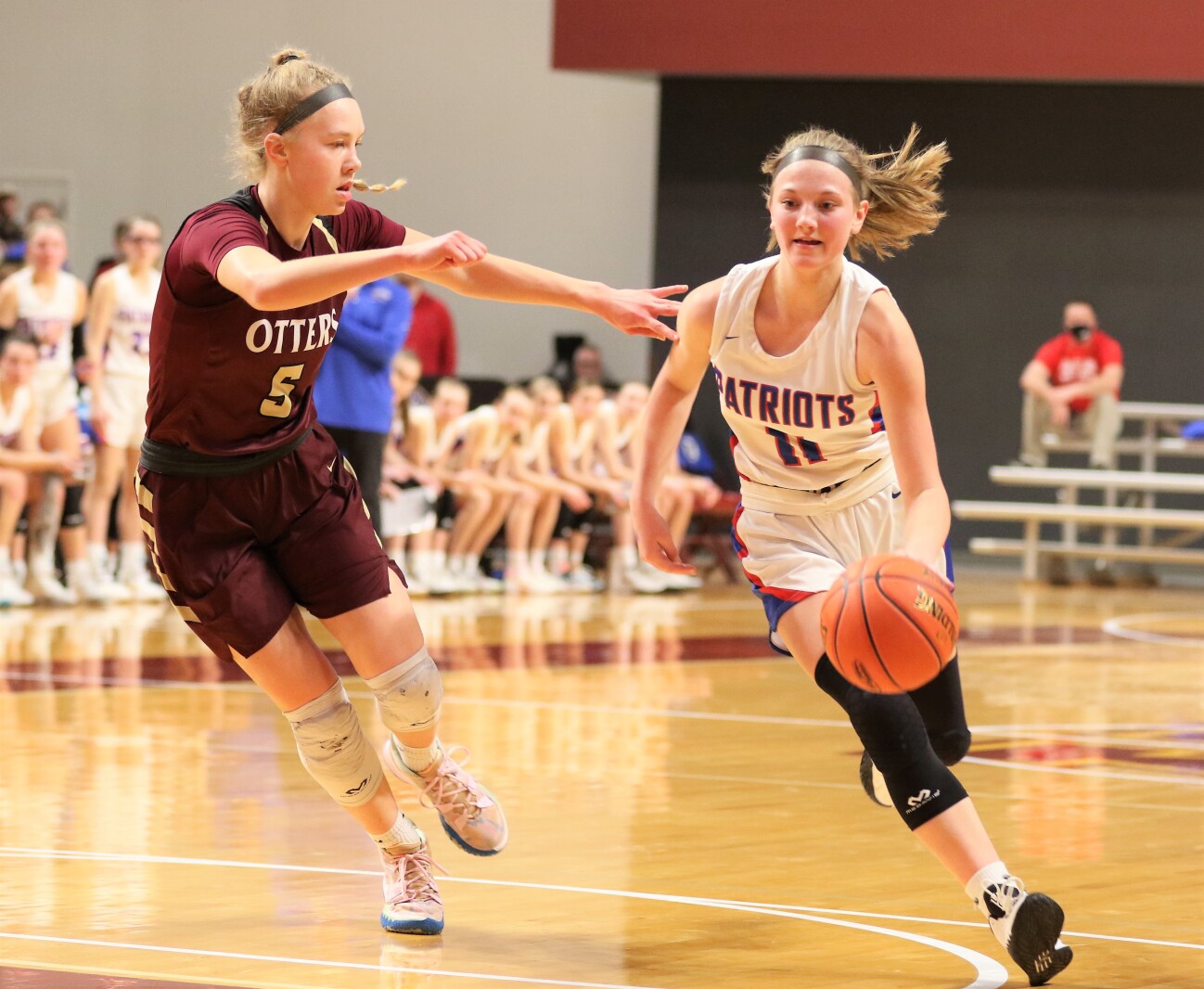 Pequot Lakes Patriots girls basketball during the 2022 Class 2A State Tournament.