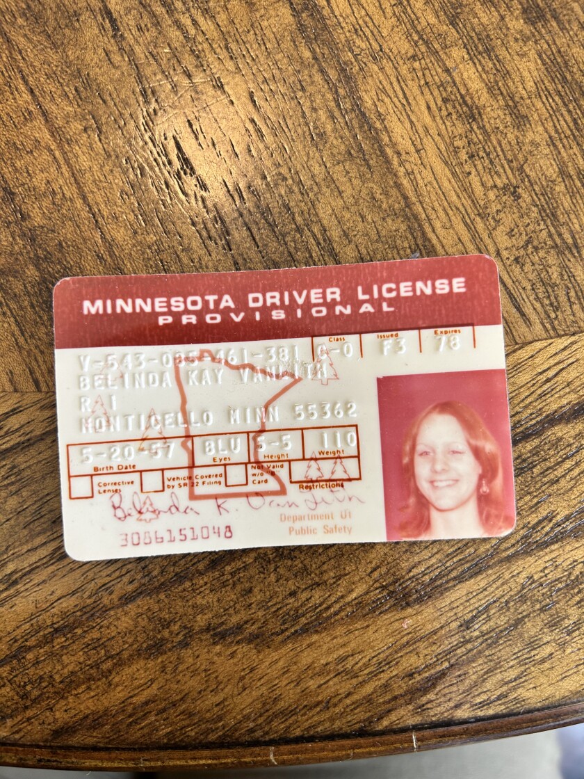 Belinda Van Lith's Minnesota drivers license
