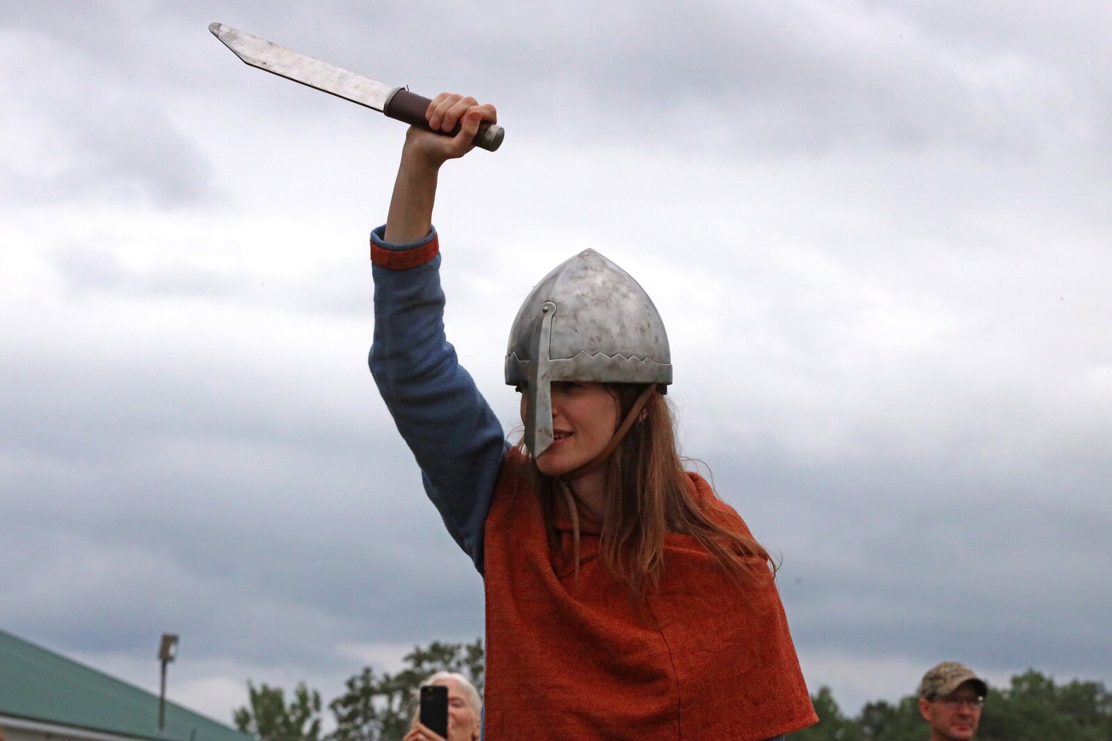 Viking warriors take part in a battle demonstration.