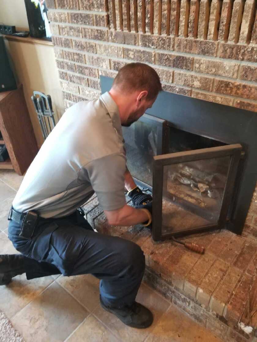 A duck was rescued Monday, April 30, by Moorhead police after it was trapped inside a chimney. Special to The Forum