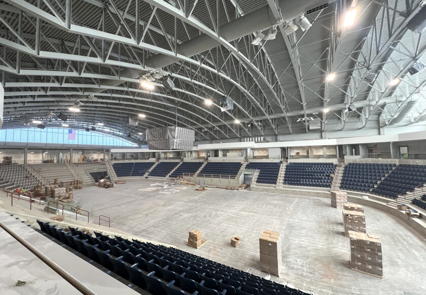 Arena Conourse Railing Construction of Midco Arena remains on schedule with opening night 50 ...