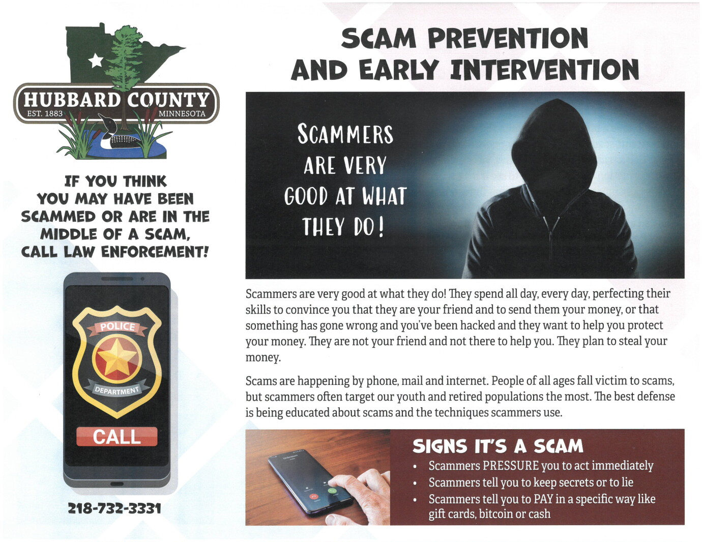 Local Scams Local advice to prevent scams - Park Rapids Enterprise | News, weather ...