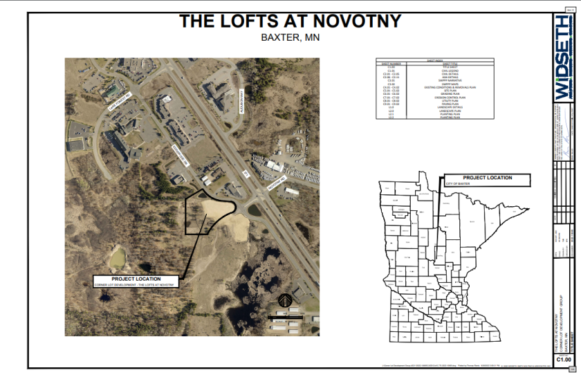 Map that depicts where the new apartment complex will be built off of Novotny Road.