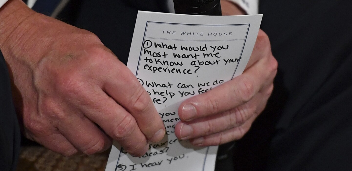 Photo captures Trump's notes for listening session