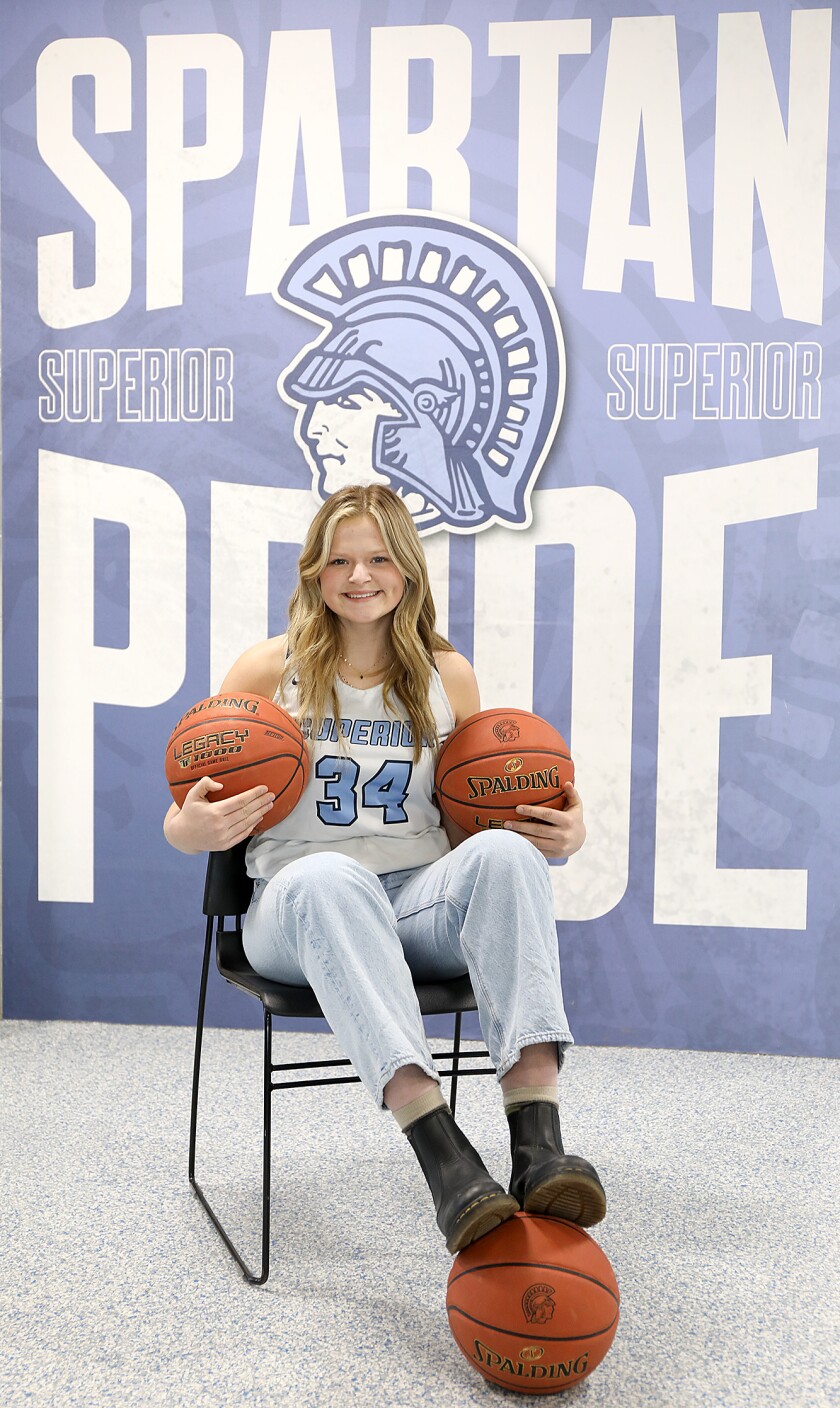 Superior’s Emma Raye poses for a photo in the hallway at Superior High School