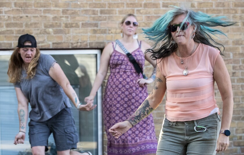 People dance to the Dam Jammers during the Block Party at Willmar Fest on Thursday, June 23, 2022.