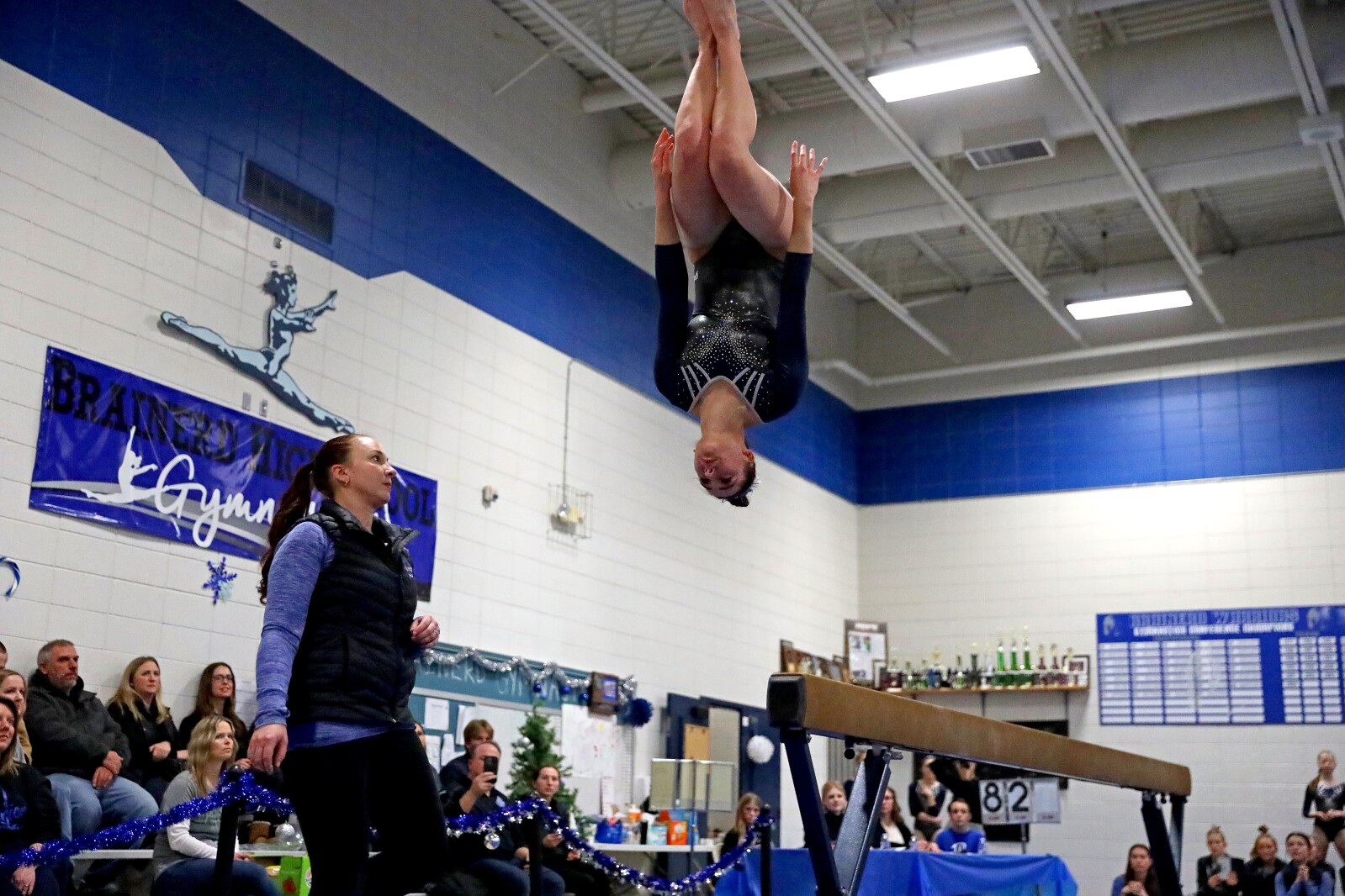 Brainerd gymnastics against Sauk Rapids on Friday, Jan. 13, 2023, at Brainerd.