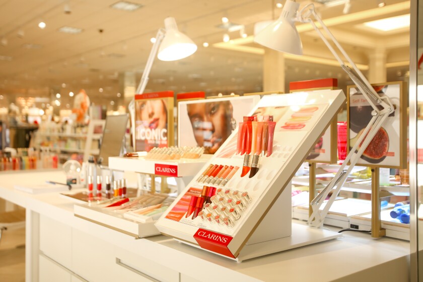 The beauty section in the new Von Maur department store on Friday, March 28, 2025, in West Acres Mall. Some make up items on display.
