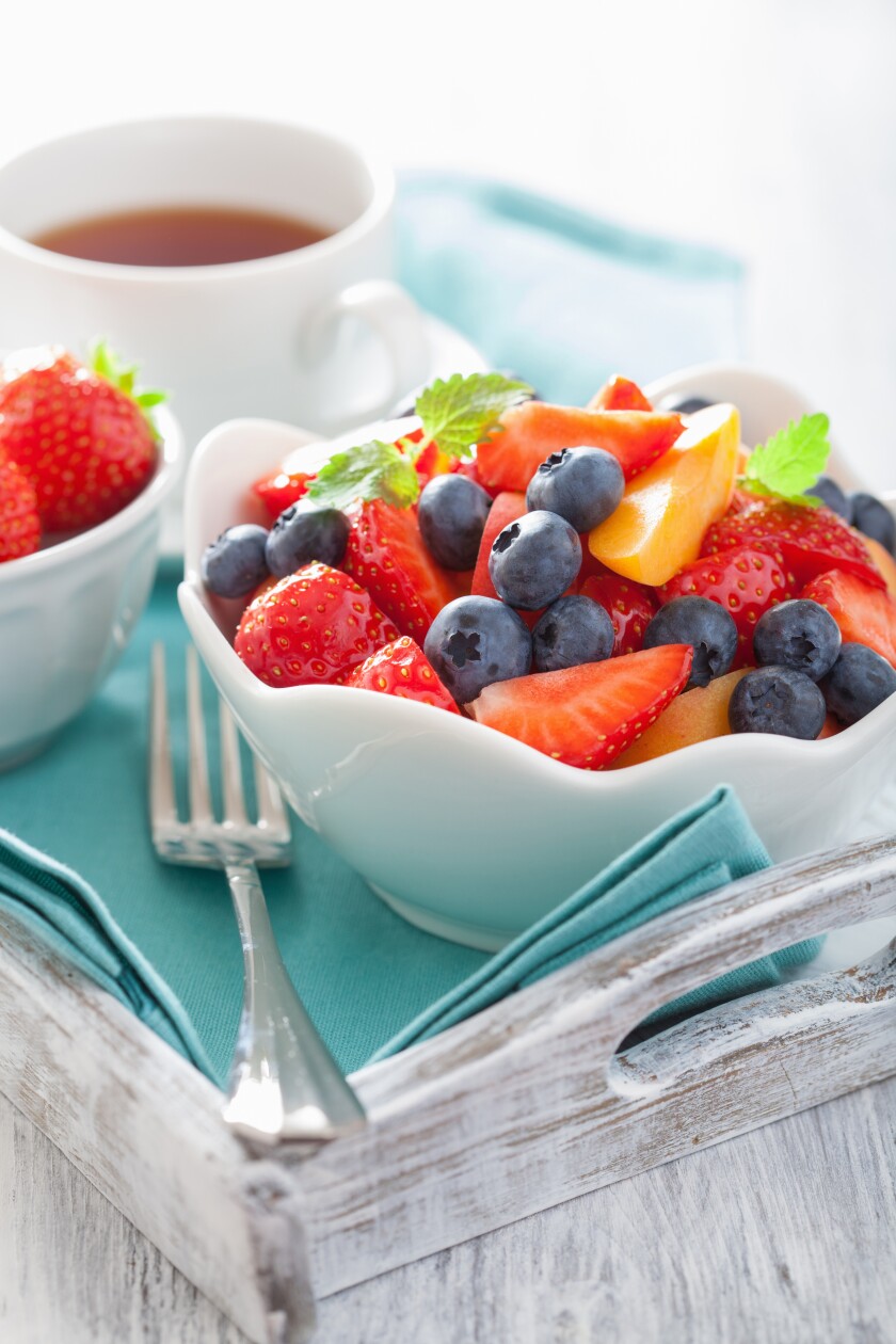 fruit salad with strawberry blueberry apricot