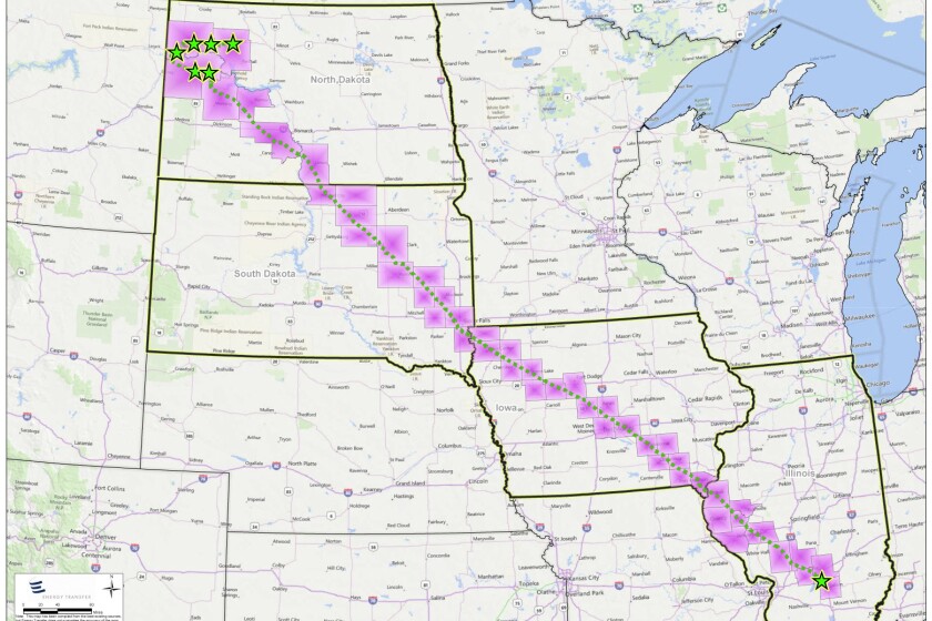 The proposed route of the Dakota Access pipeline. Source: www.energytransfer.com