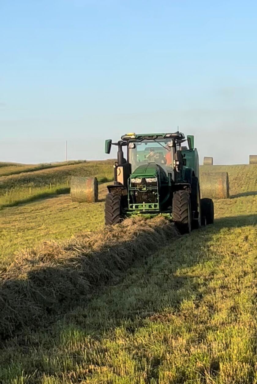 Haying at JC Farms is pictured.