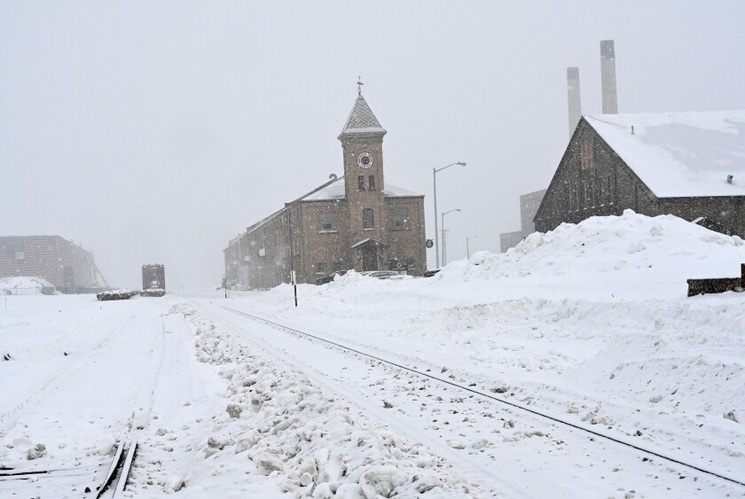 A shot of the NP Center and adjoining rail yard amid a flurry of snow Tuesday, Feb. 26. Rail was the genesis and lifeblood of Brainerd going back to the first train arrival on March 11, 1871. A proposal by All Aboard Minnesota looks to re-establish passenger rail between Fargo, the Twin Cities and Chicago, as well as Brainerd and 24 other Greater Minnesota cities. Steve Kohls / Brainerd Dispatch