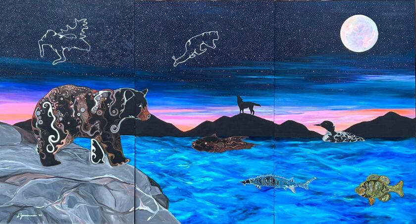 Giiwedino-Manidoog / Spirits of the North mural at Voyageurs National Park
