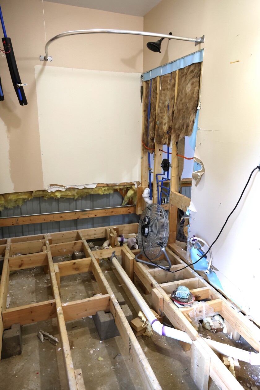Flood damaged bathroom
