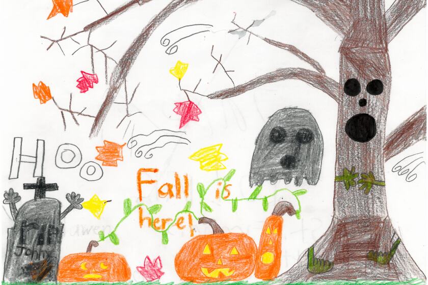 Drawing of fall and Halloween related items.