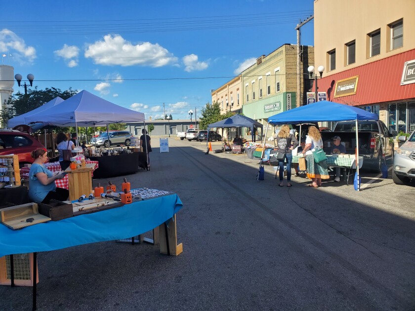Tents of vendors line streets