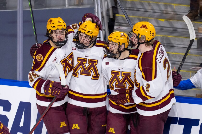 Gophers celebrate vs. Minutemen Worcester regional