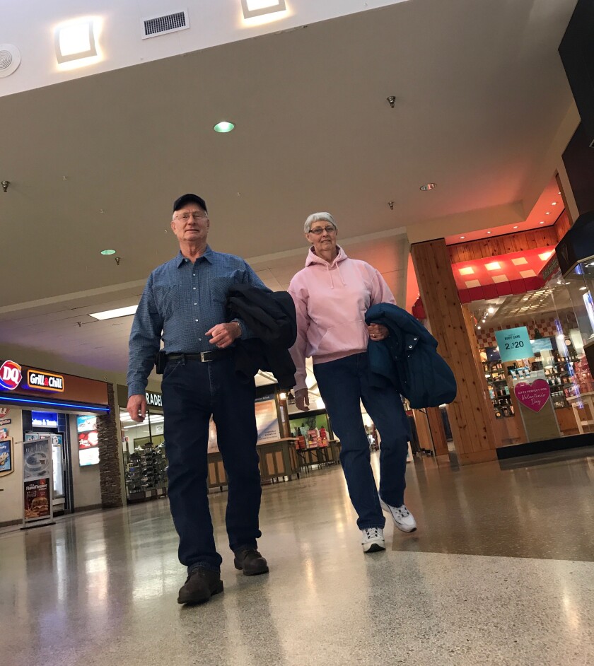 Ron and Vi Hendricks are mall walkers at the Paul Bunyan Mall in Bemidji. Polly Scotland | For the Pioneer