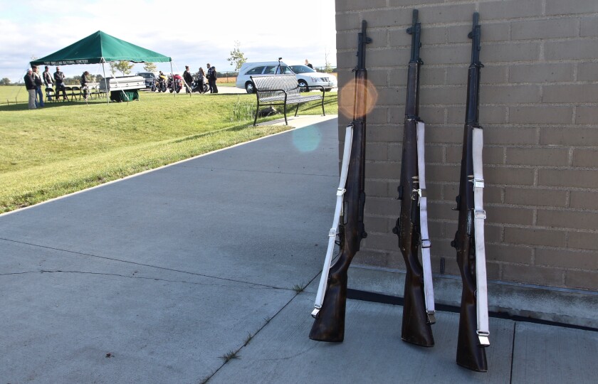 Rifles at parade rest after the funeral service for David C. Isom at Fargo National Cemetery on Wednesday, Sept. 21, 2022.jpg