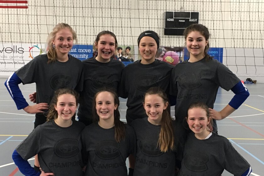 Front row, from left: Maya Orvis, Julia Keiffer, Morgan LaRock and Abi Martin. Back row: Maci Martini, Brea Eckes, Macy Jackson and Michelle Spielman. The team is coached by Melinda Jackson and Lisa Martini. Submitted Photo
