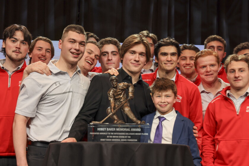 BU rookie Macklin Celebrini grabs Hobey Baker Award, but will he stay