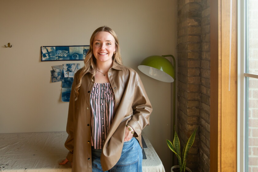 Rachel Vada Murphy, an art teacher at Sheyenne High School in West Fargo, is at her studio space on Monday, March 2, 2026, at Renaissance Hall in downtown Fargo. Murphy is a fellow at North Dakota State University’s School of Design, Art, and Architecture through the Art Education Innovation Fellowship.