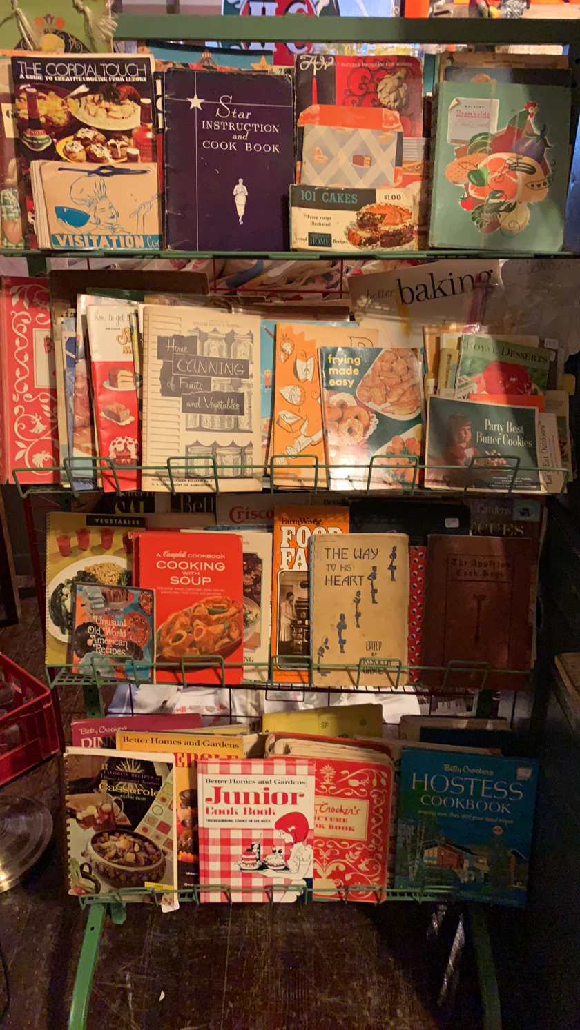 Sarah Kieffer's many cookbooks that do include church cookbooks at ther shop..png