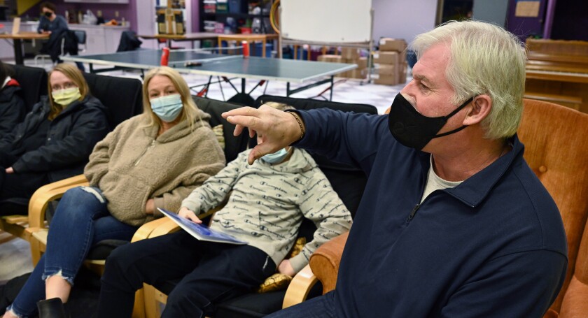 Children's author and illustrator Chuck Butenhoff reads to 5th and 6th graders Wednesday, Jan. 19, 2022 at Lord of Life Lutheran Church.
