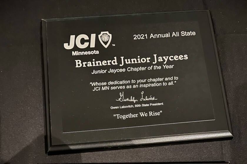 Brainerd Junior Jaycees chapter award plaque