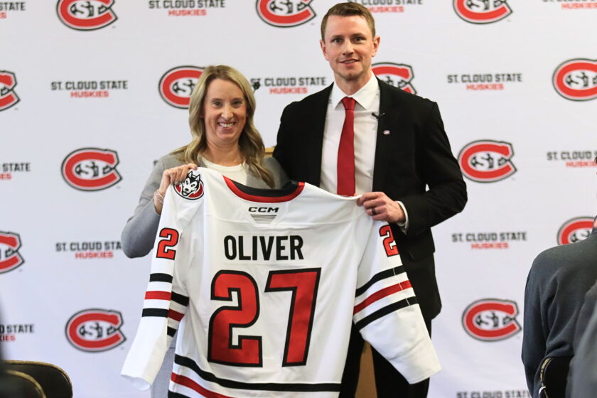 041326 Nick Oliver St. Cloud State Hockey News Conference 3