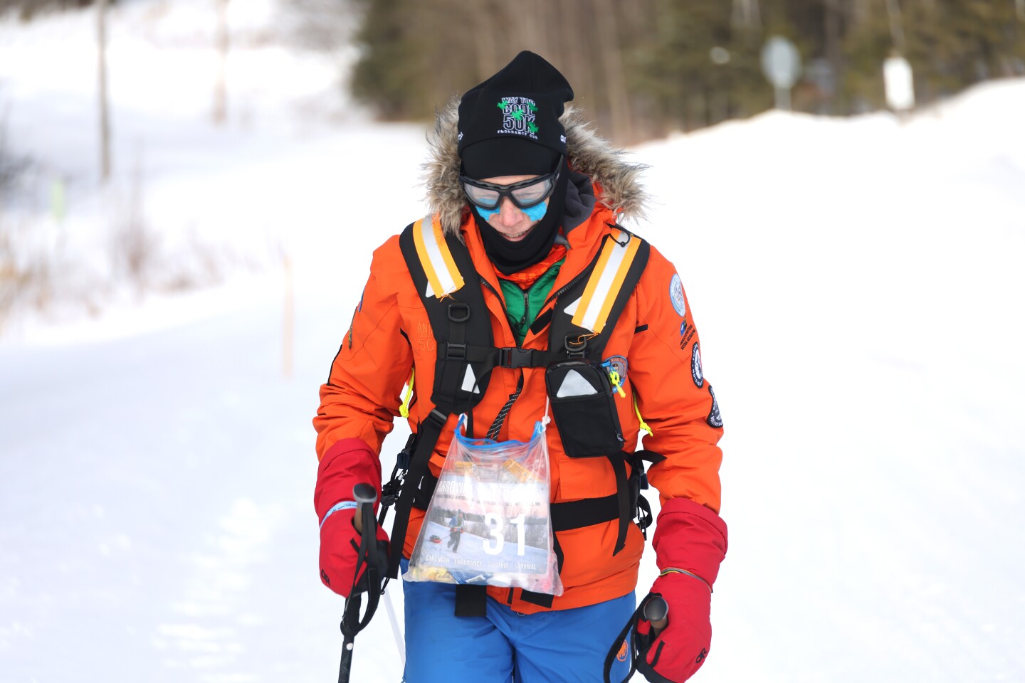 Hiker in winter race