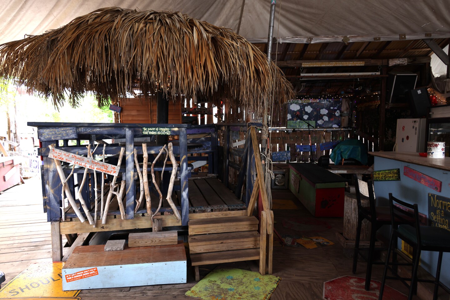 Cafe with palm tree