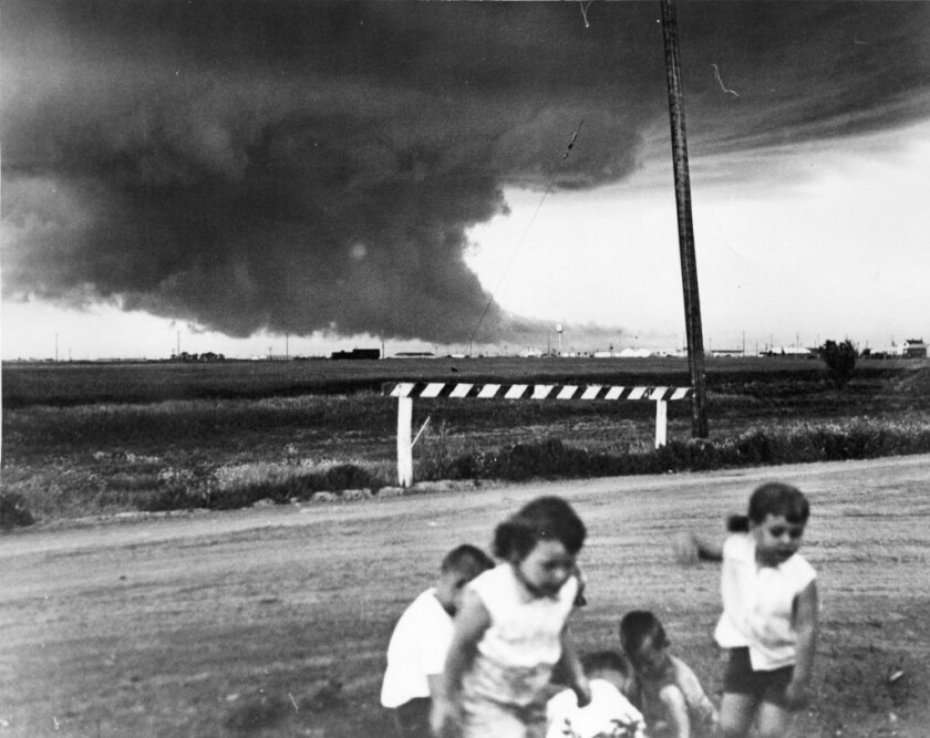 Children playing funnel cloud
