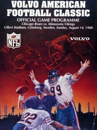 The program for a preseason NFL football game between the Minnesota Vikings and the Chicago Bears on Aug. 14, 1988, in Gothenburg, Sweden. The Vikings won 28-21 in the first NFL game played in continental Europe.