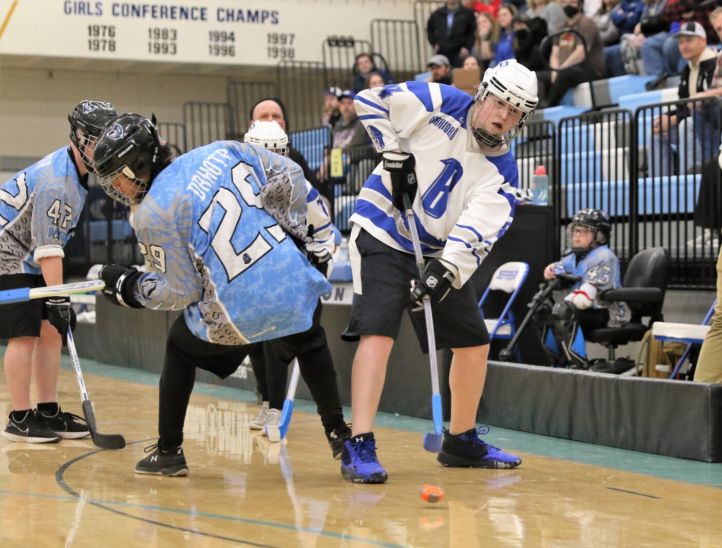 Brainerd vs Dakota United Saturday, March 19, 2022, during the adapted floor hockey state championship game at Bloomington Jefferson High School.