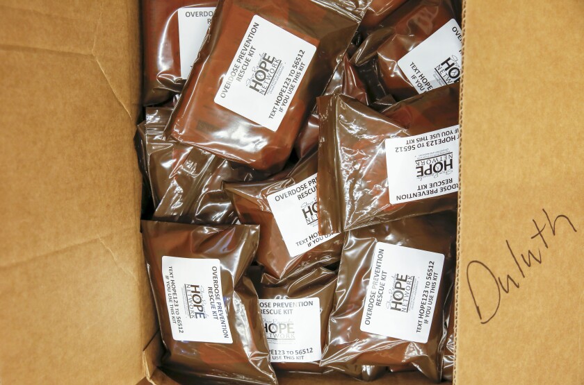 Three hundred Narcan kits were donated to the Duluth Police Department by the Steve Rummler Hope Network through a grant from the Minnesota Department of Human Services. Tyler Schank / tschank@duluthnews.com