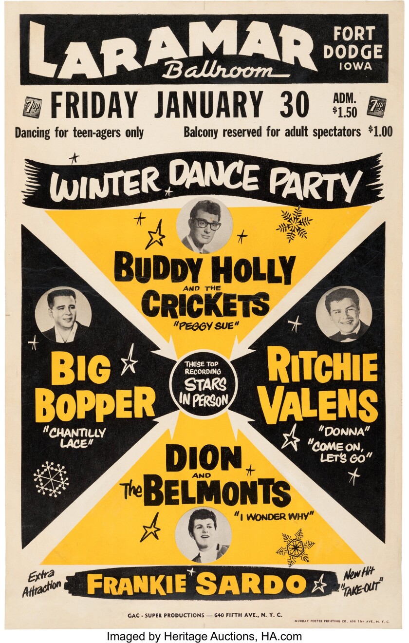 a yellow and black poster for a rock concert features four main acts