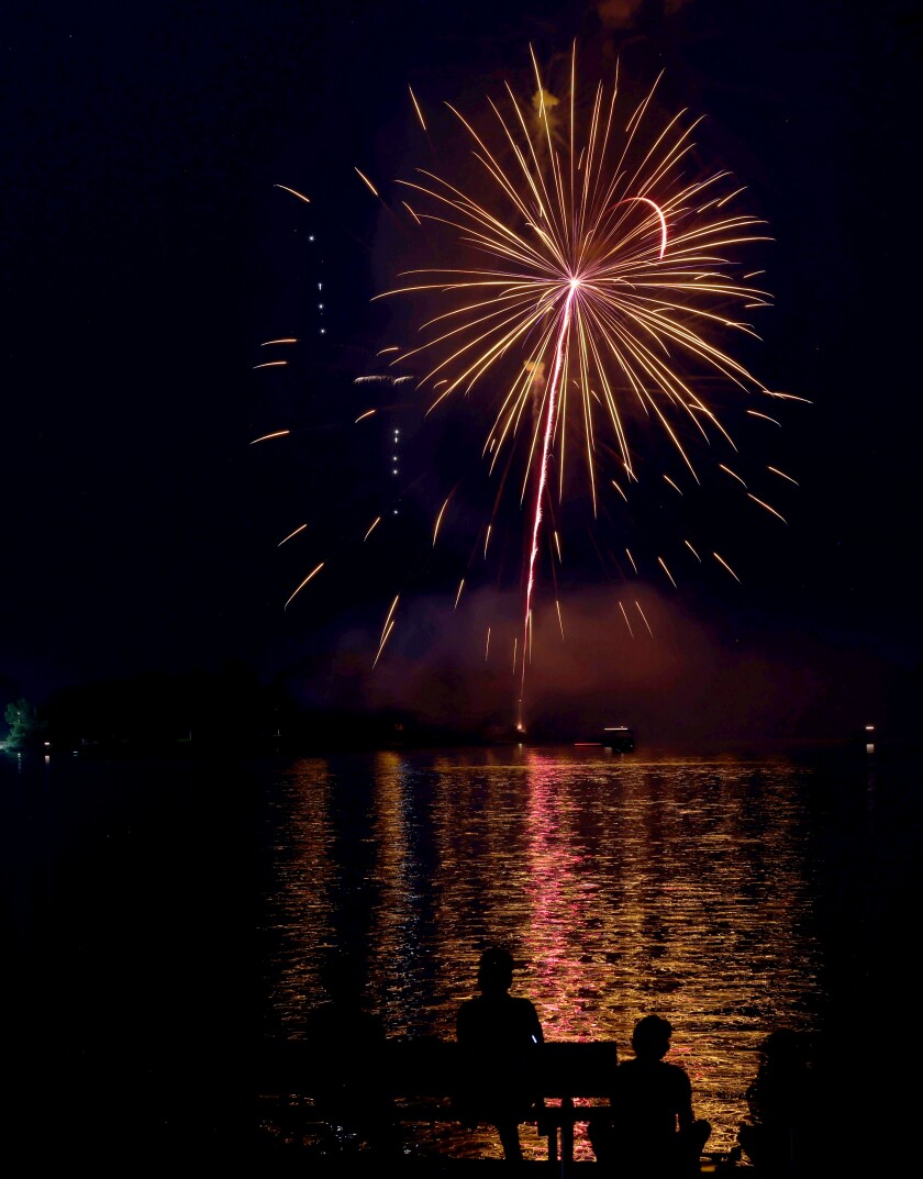 Thousands of people attended the annual Fourth of July fireworks display over Lake Okabena Monday evening.
